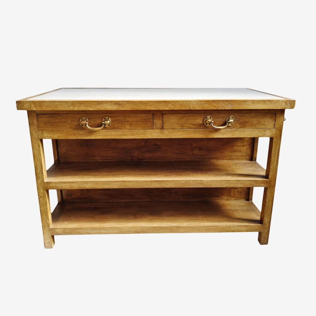Farmhouse Wood & Marble Kitchen Island - Image 1