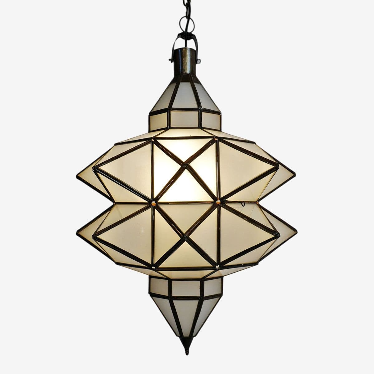 Double Prism Frosted Pendant Lantern - Image 1
