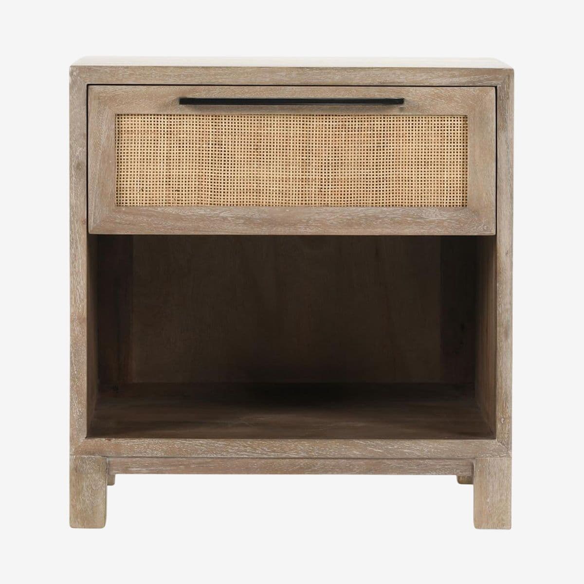 Coastal Cane & Wood Nightstand - Image 1