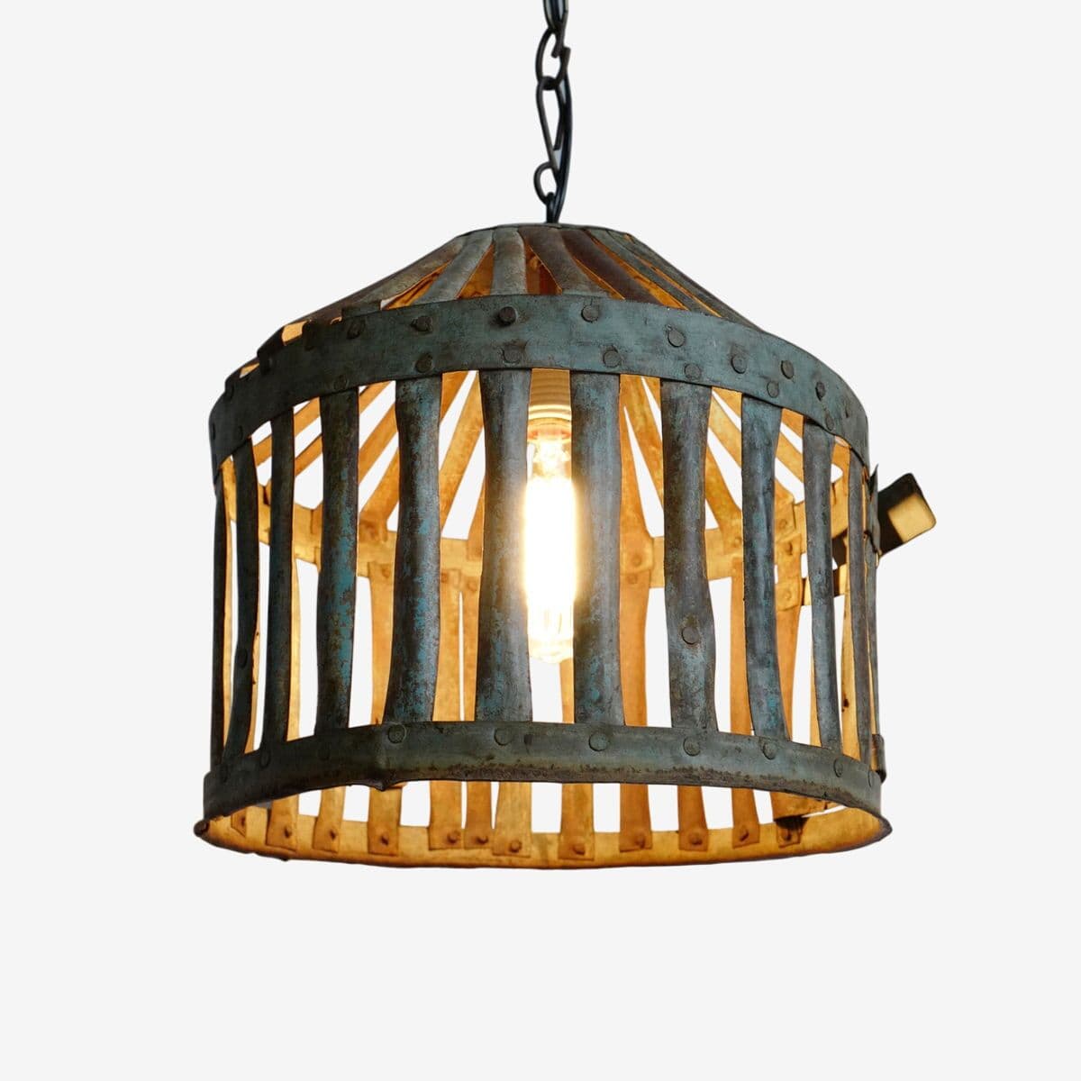 Industrial Iron Basket Cage Lantern - Image 1