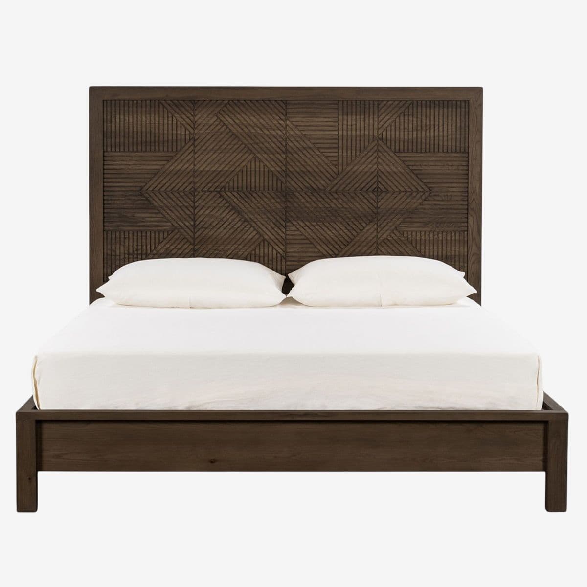 Walnut Stain Geometric King Bed - Image 1