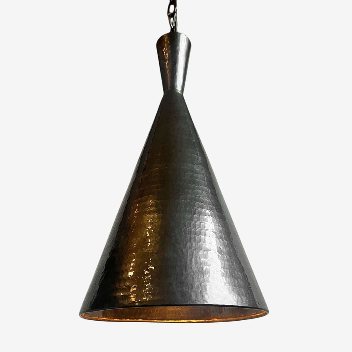 Hammered Copper Cone Bronzed Pendant Light - Image 1