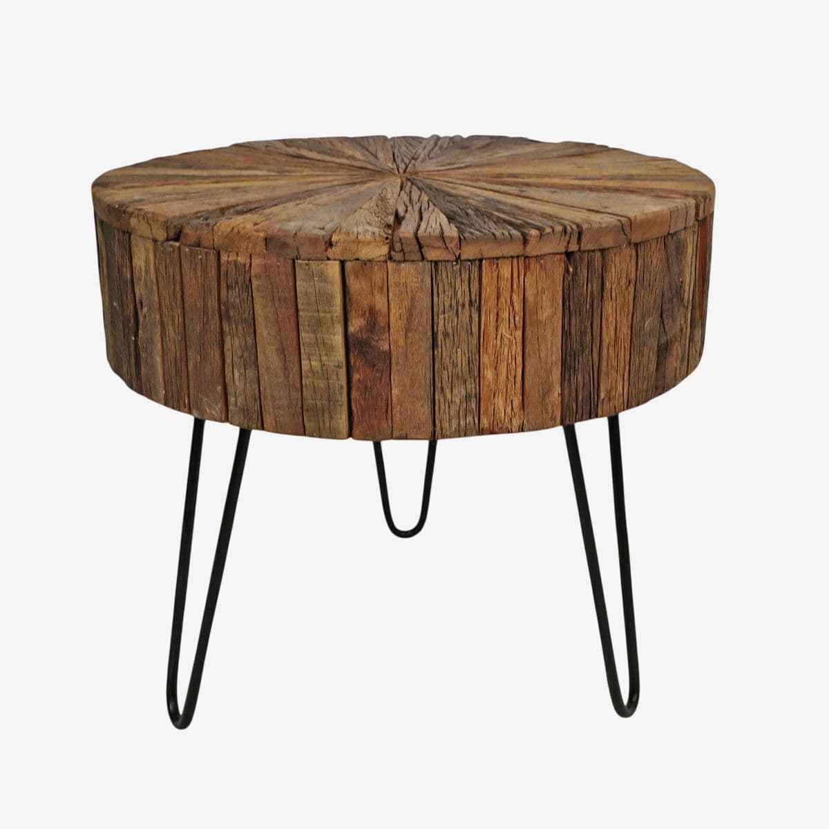Salvaged Wood Pinwheel Side Table - Image 1
