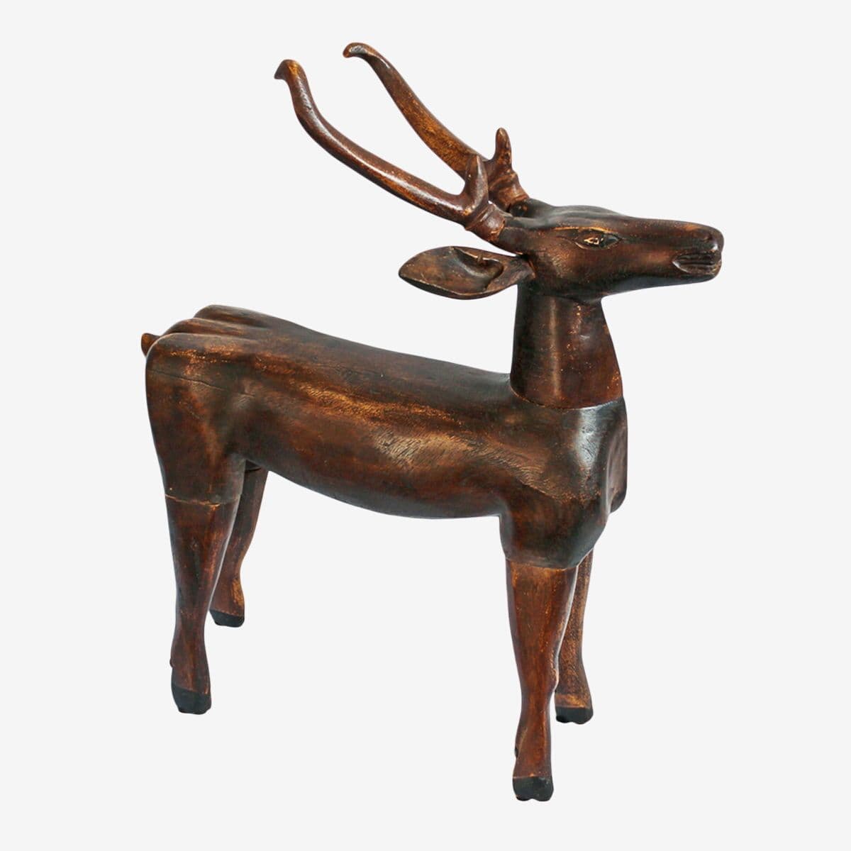 Antique Javanese Wood Deer - Image 1