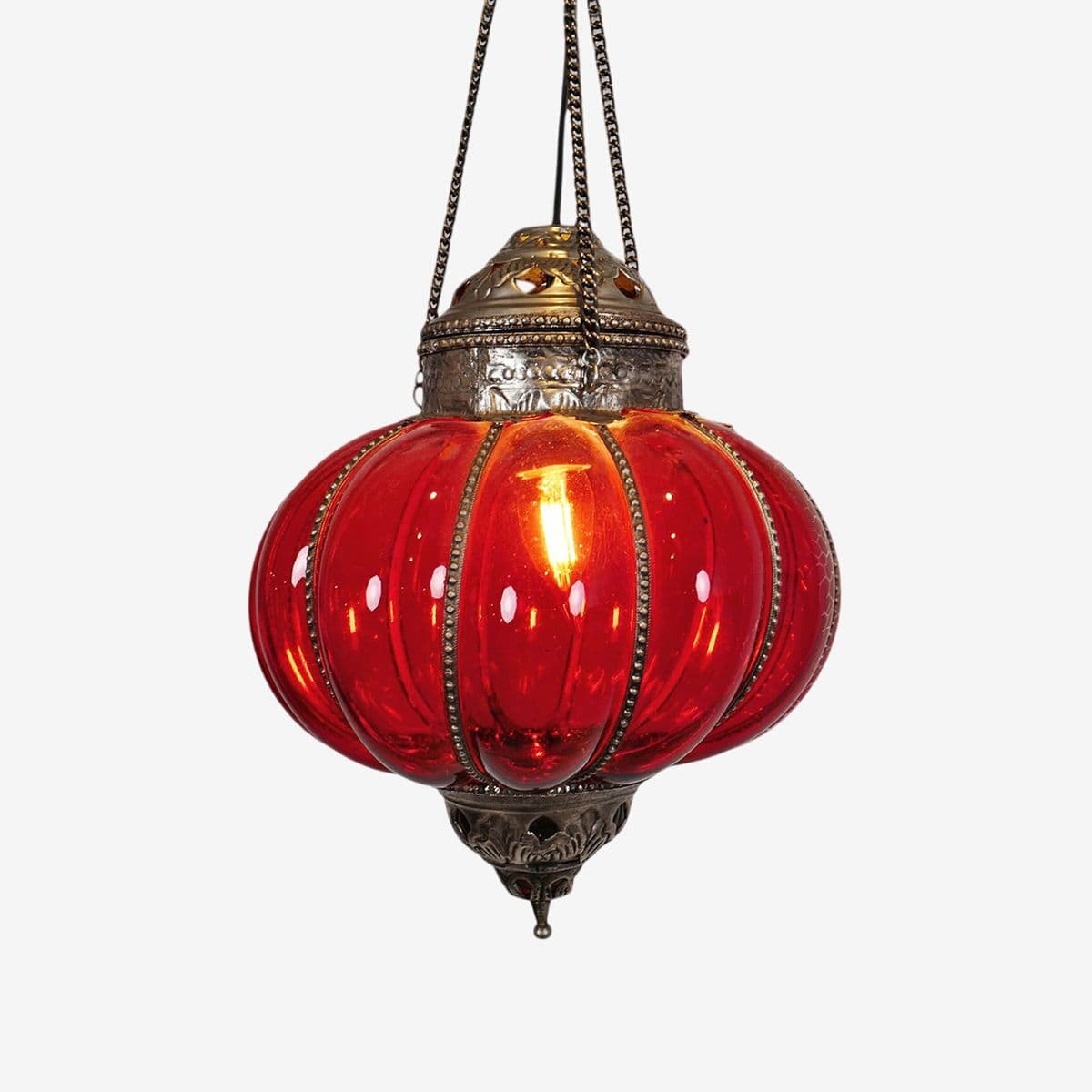 Vintage Red Pumpkin Lantern Medium - Image 1