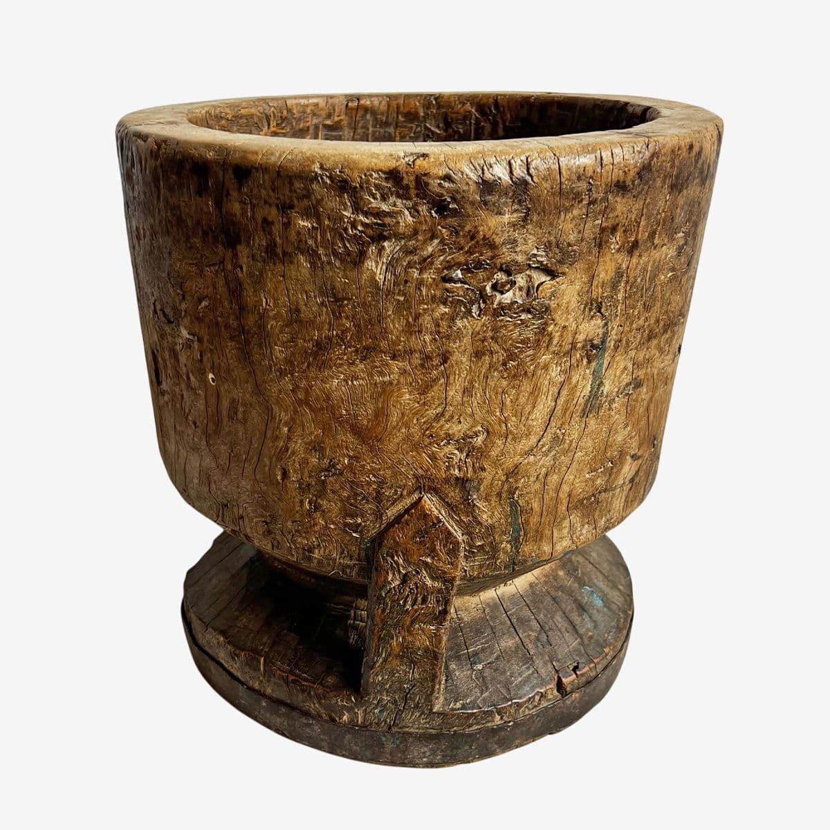 Old India Wood Pestle Pot - Image 1