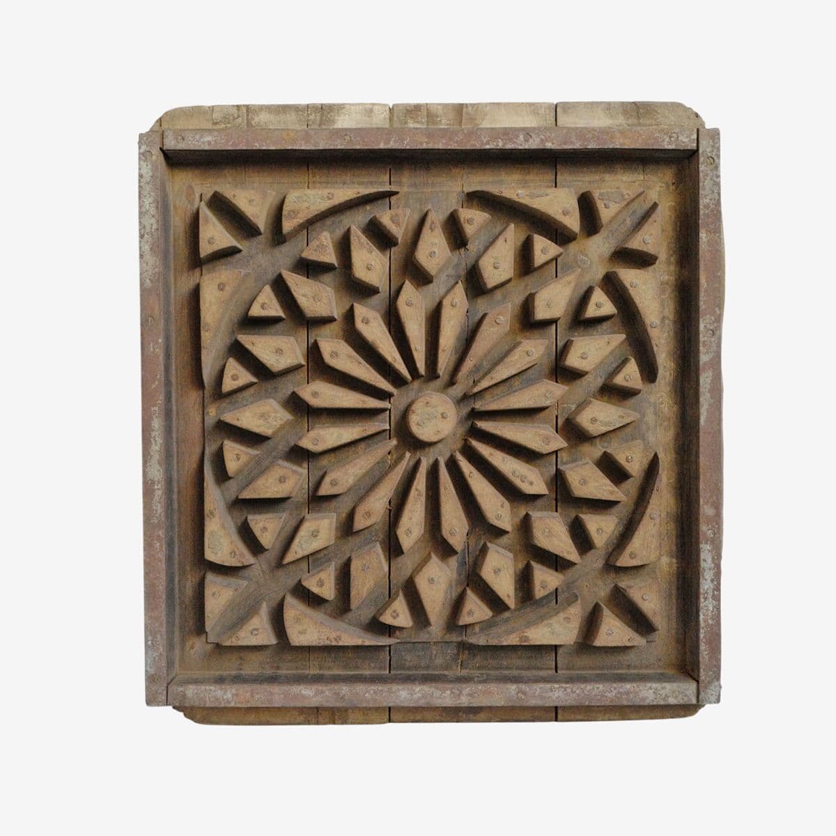 Antique Wood Print Block Panel - Image 1