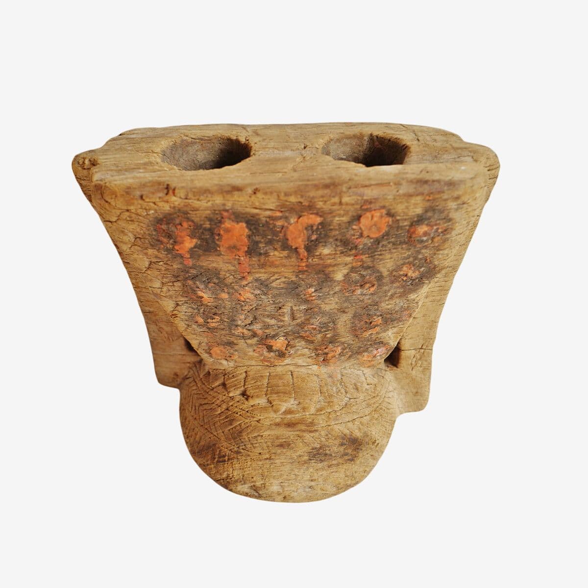 Antique Rajasthan Village Wood Candle Stand - Image 1