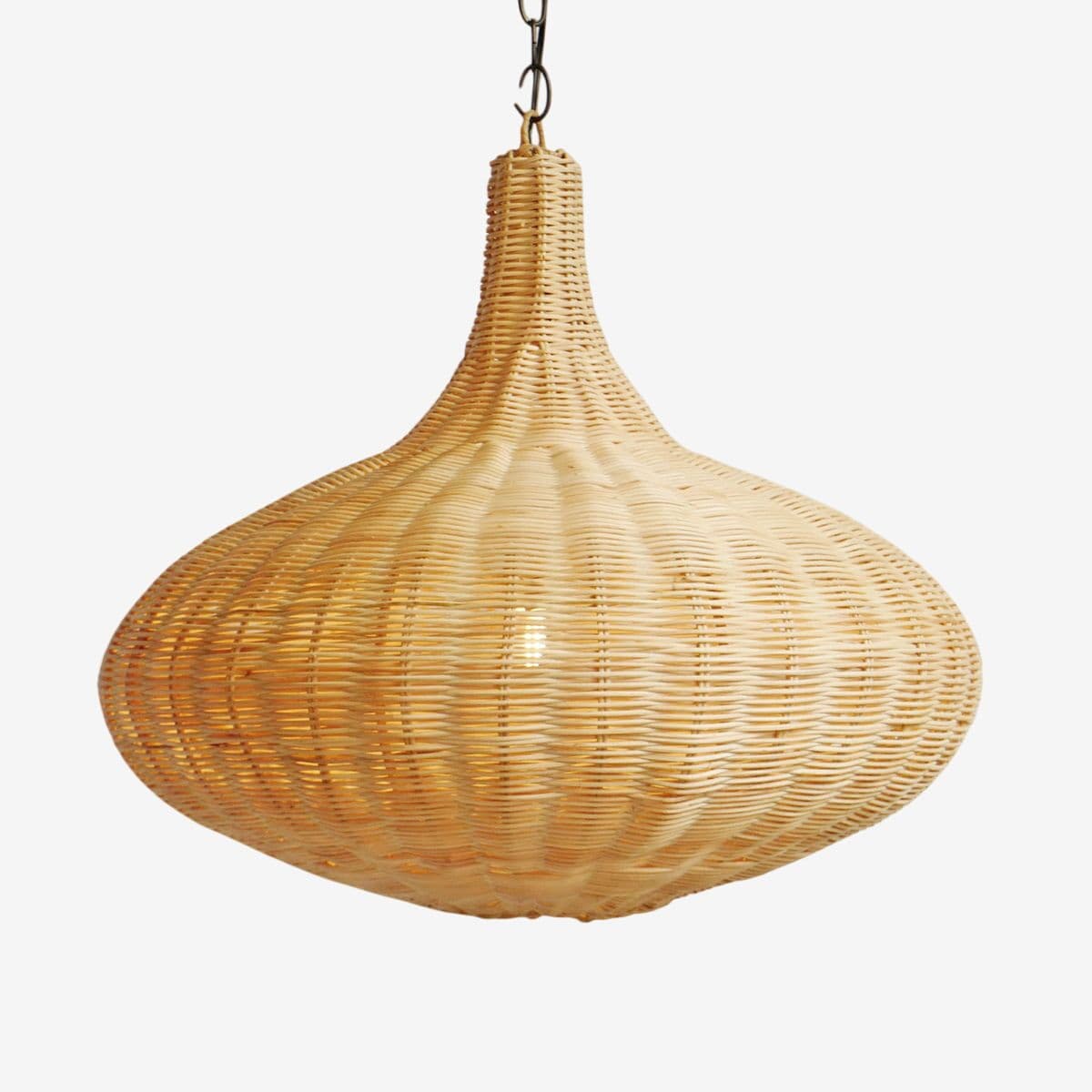 Raw Wicker Gourd Drop Pendant Medium - Image 1