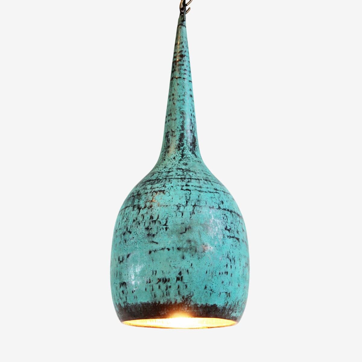 Turquoise Copper Hammered Pod Pendant Light - Image 1