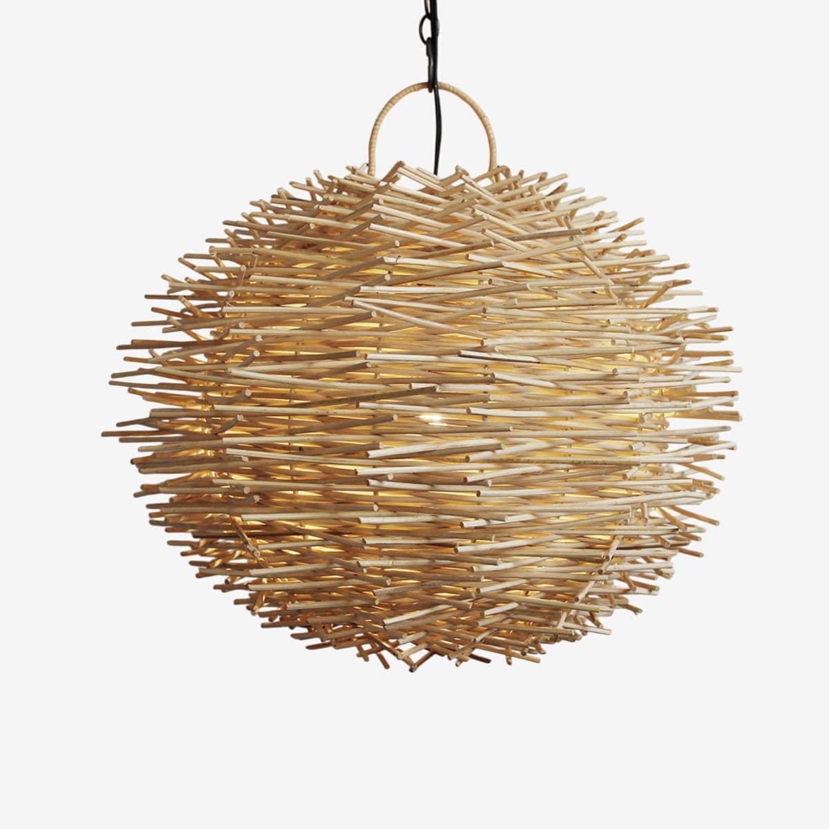 Bird Nest Rattan Globe Lantern Small - Image 1