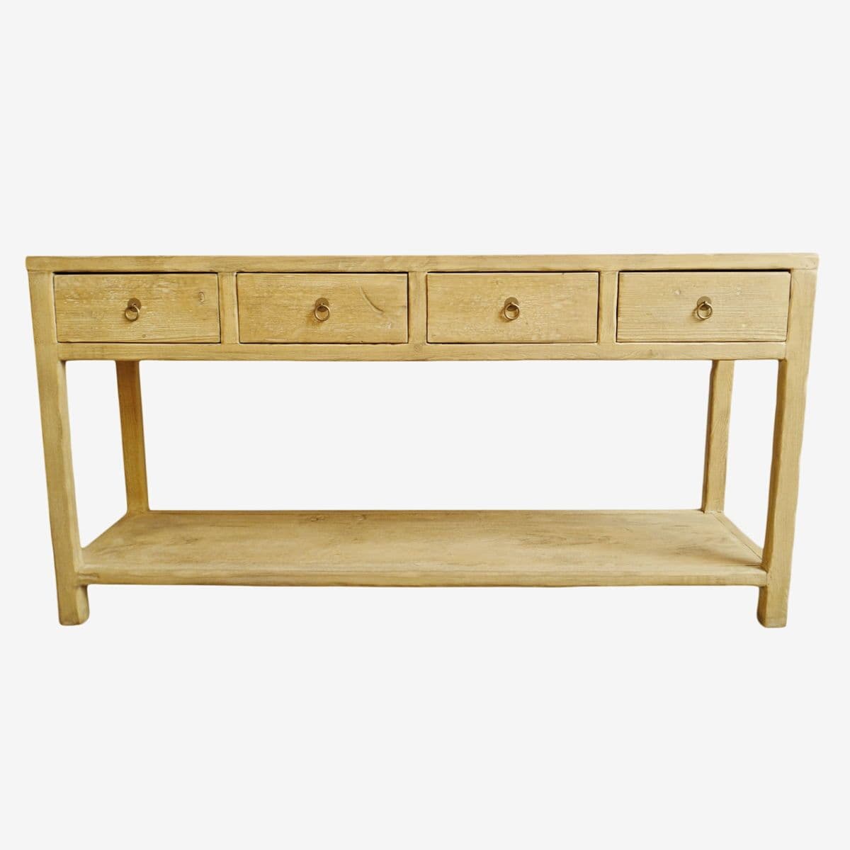 Simple 4 Drawer Blonde Elm Console - Image 1