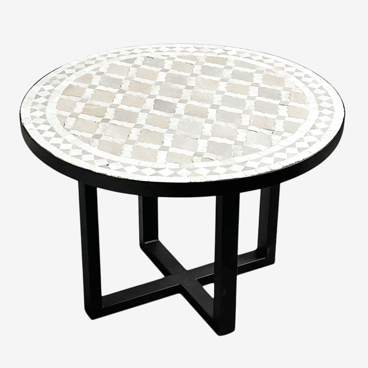Mosaic Beige & White Side Table - Image 1