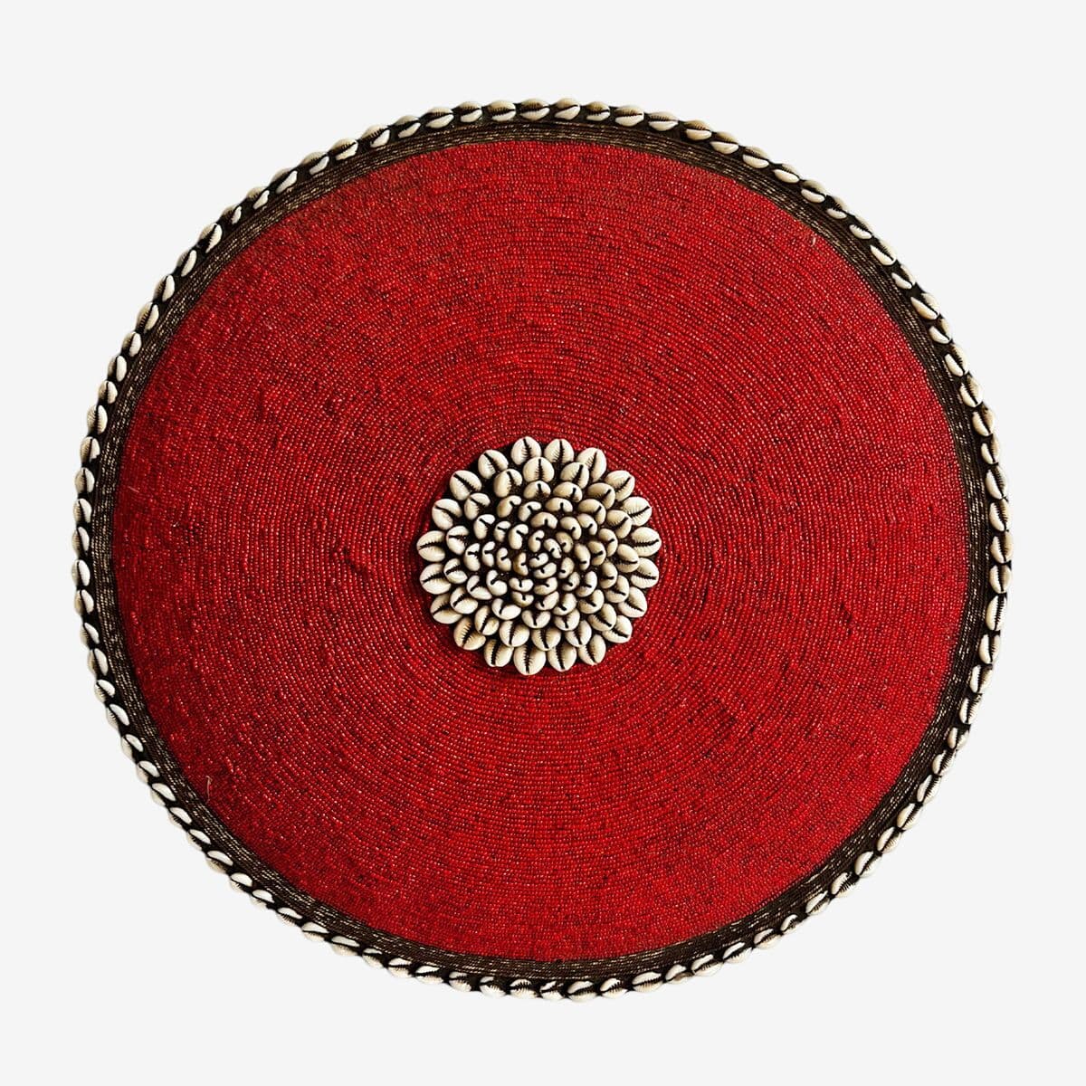 Red Beaded Cowry Shield - Image 1