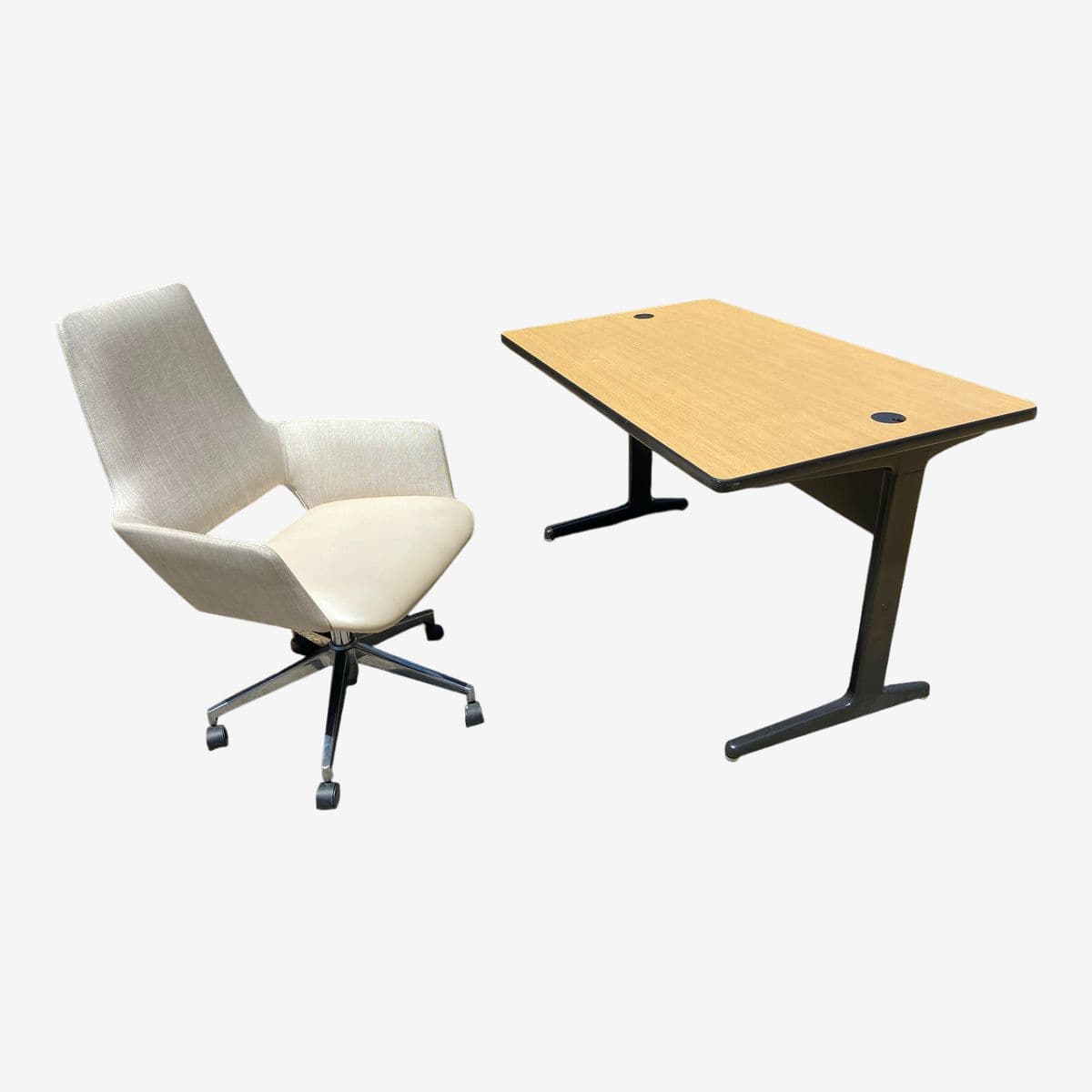 1980s Vintage Mid Century Modern Herman Miller Desk Set With Modern Office Chair - Set of 2 - Image 1