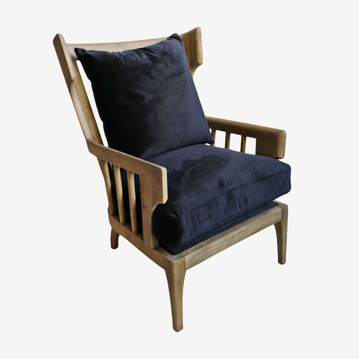 Wingback Navy Velvet Arm Chair - Image 1
