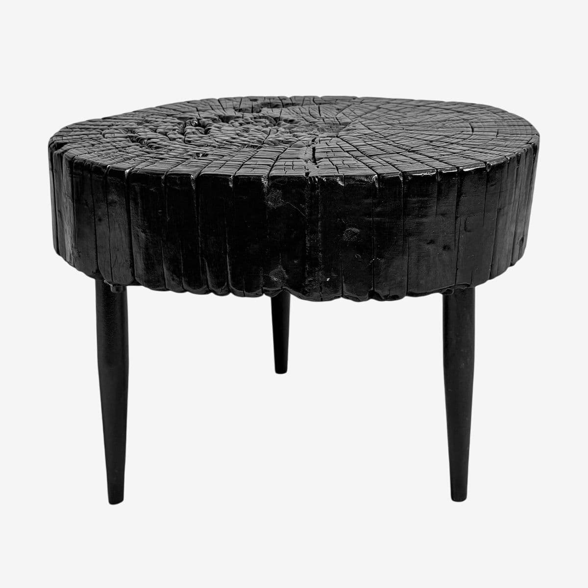 Black Burn Lacquer Stump Side Table - Image 1