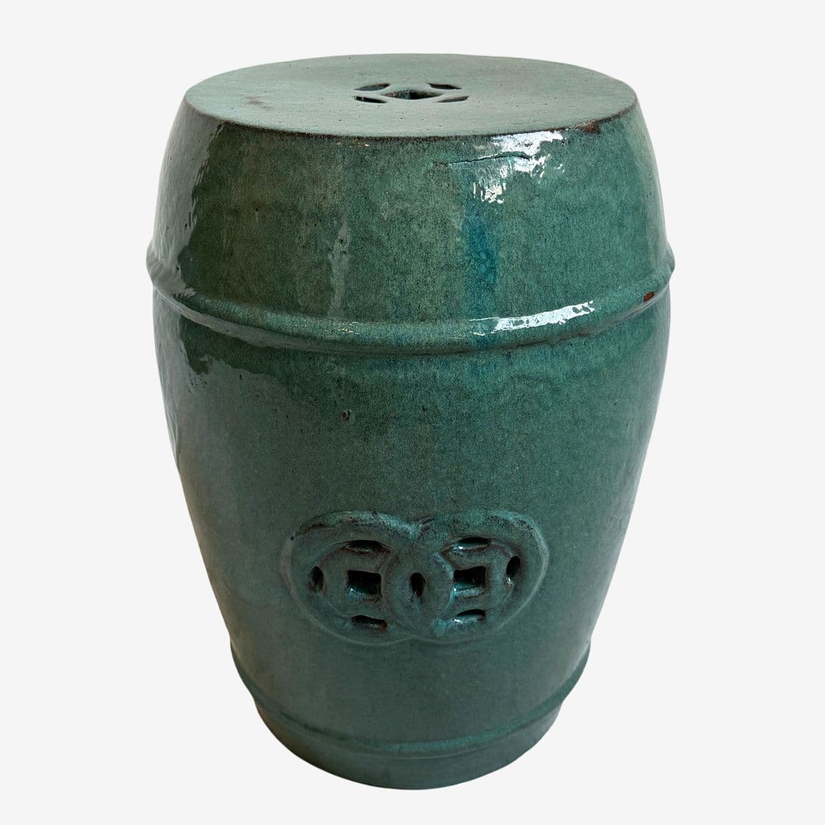 Seafoam Green Ceramic Garden Stool - Image 1