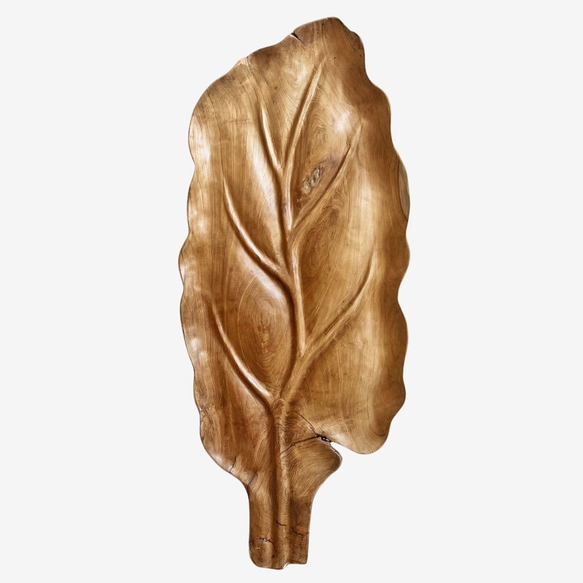 Large Wood Carved Leaf Platter - Image 1