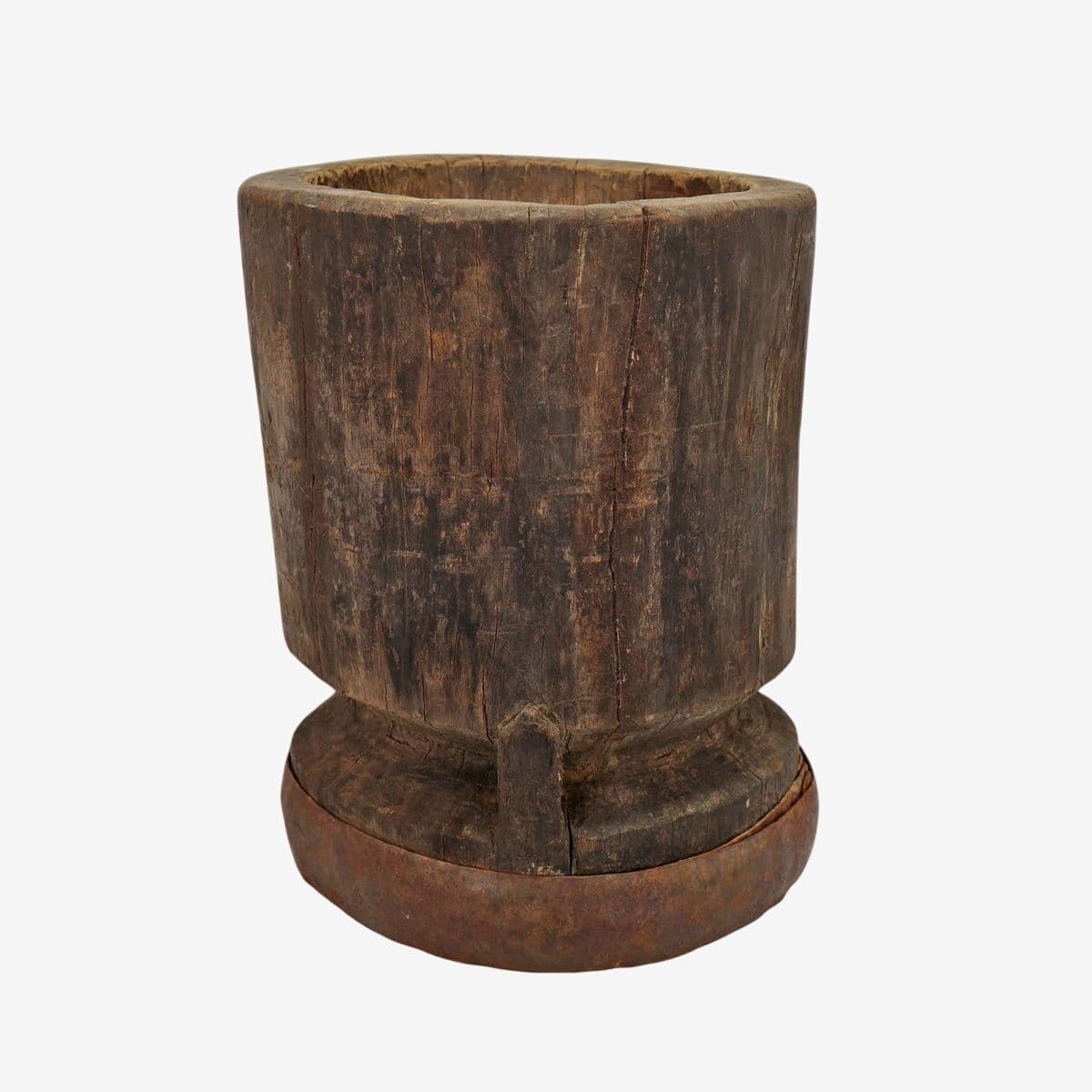 Old India Wood Pestle Pot - Image 1