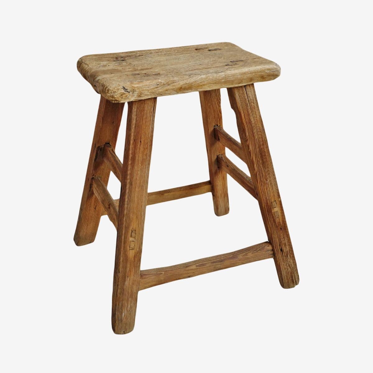 Vintage Elm Work Farm Stool - Image 1