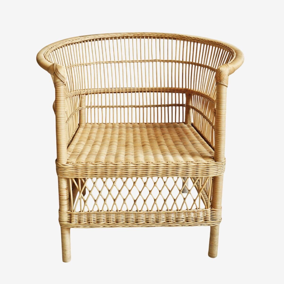 Raw Wicker Horseshoe Chair - Image 1