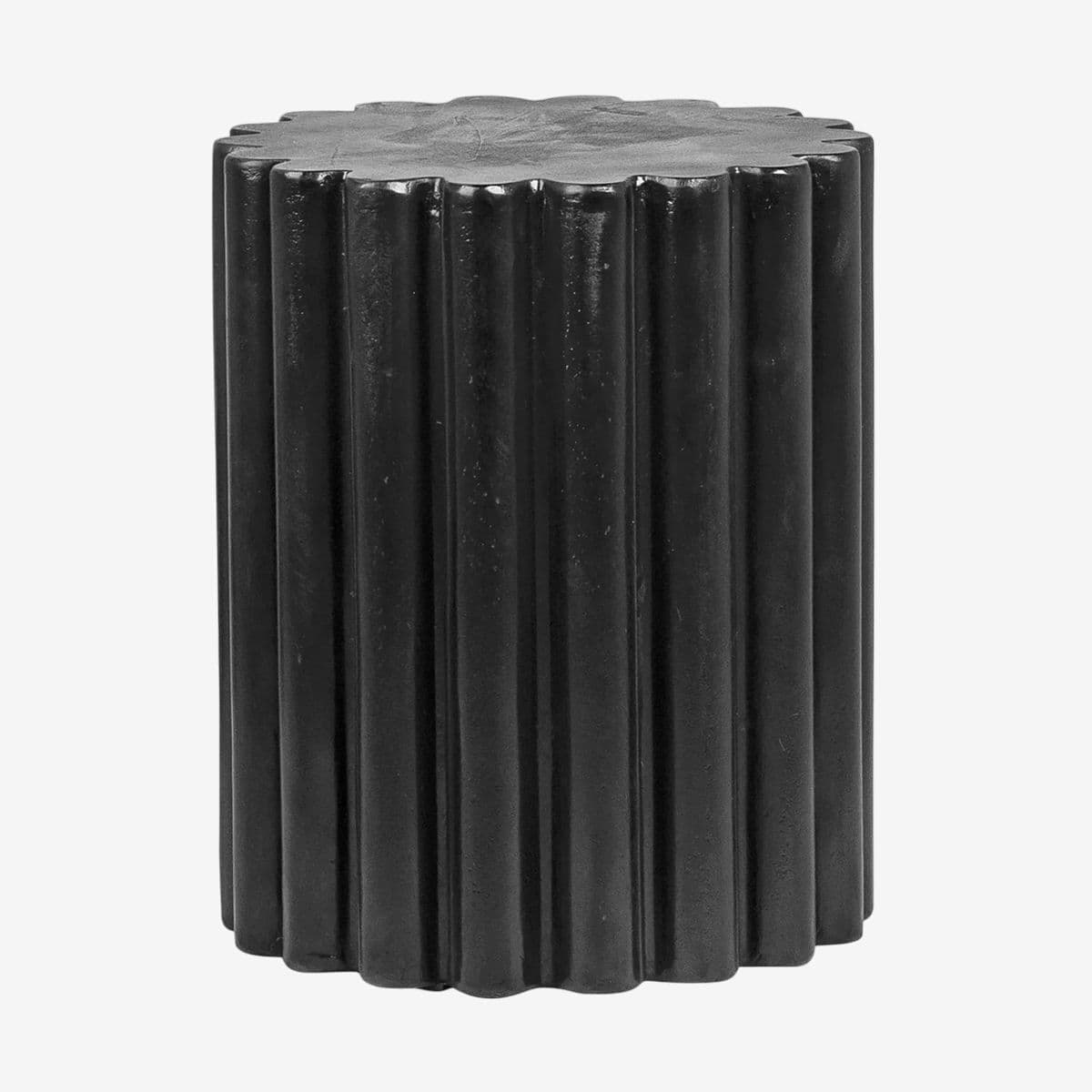 Modern Black Scalloped Outdoor Side Table - Image 1