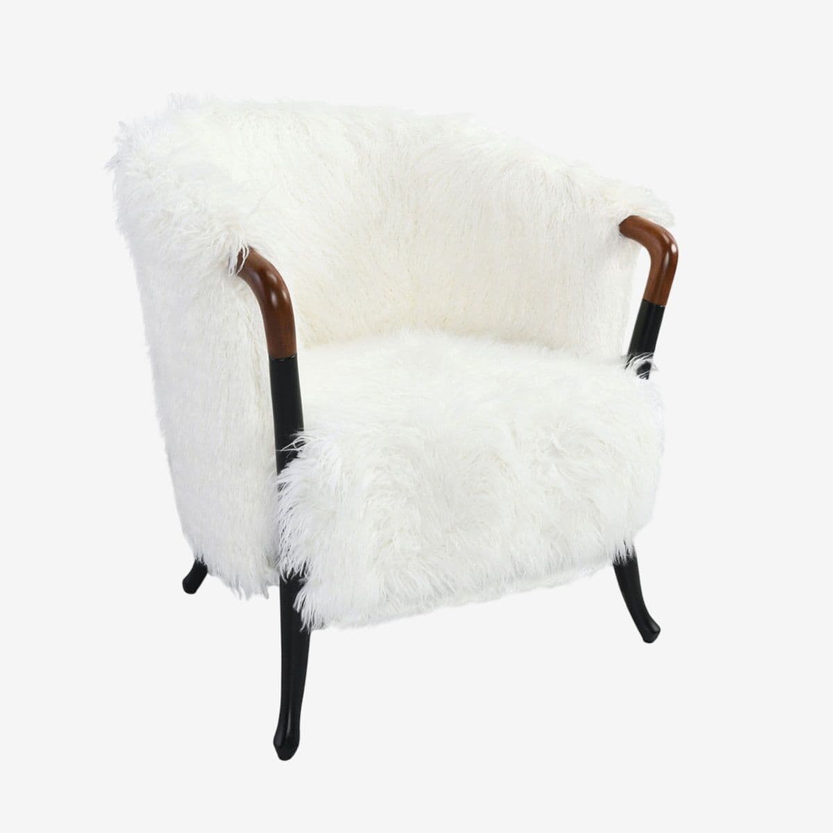 White Faux Fur Arm Chair - Image 1