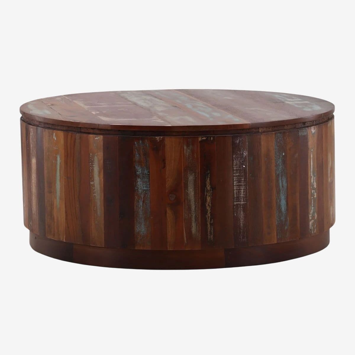 Round Salvaged Wood Coffee Table - Image 1
