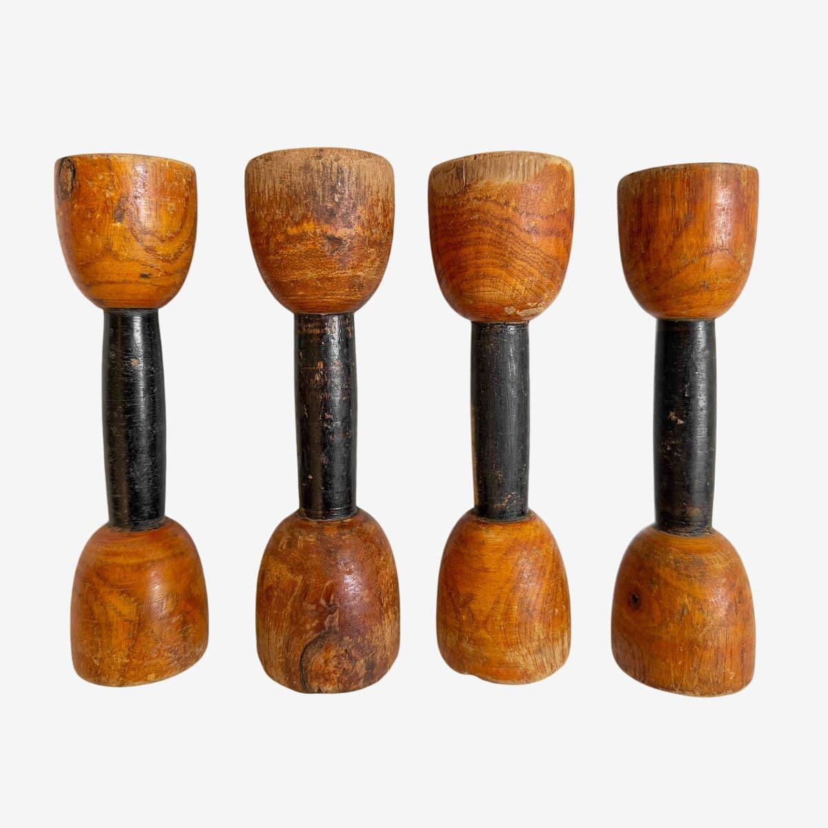 Antique Wood Dumbbell India - Image 1