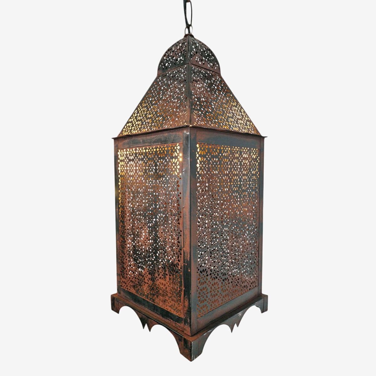 Vintage Aged Iron Lace Lantern - Image 1