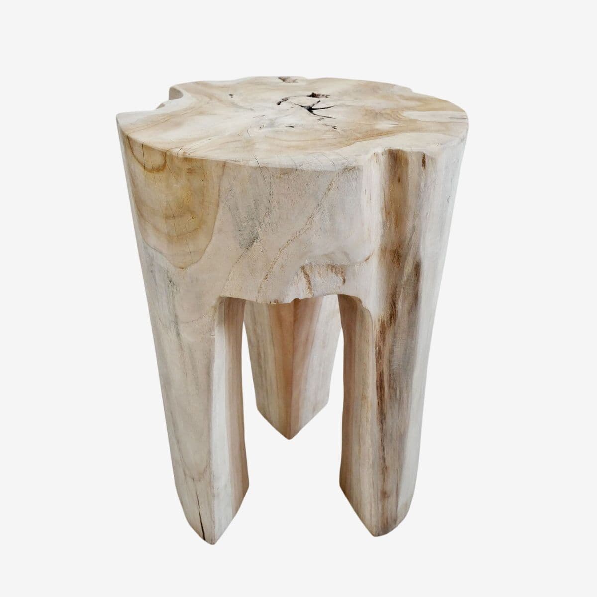 Organic Raw 3 Leg Teak Stool - Image 1