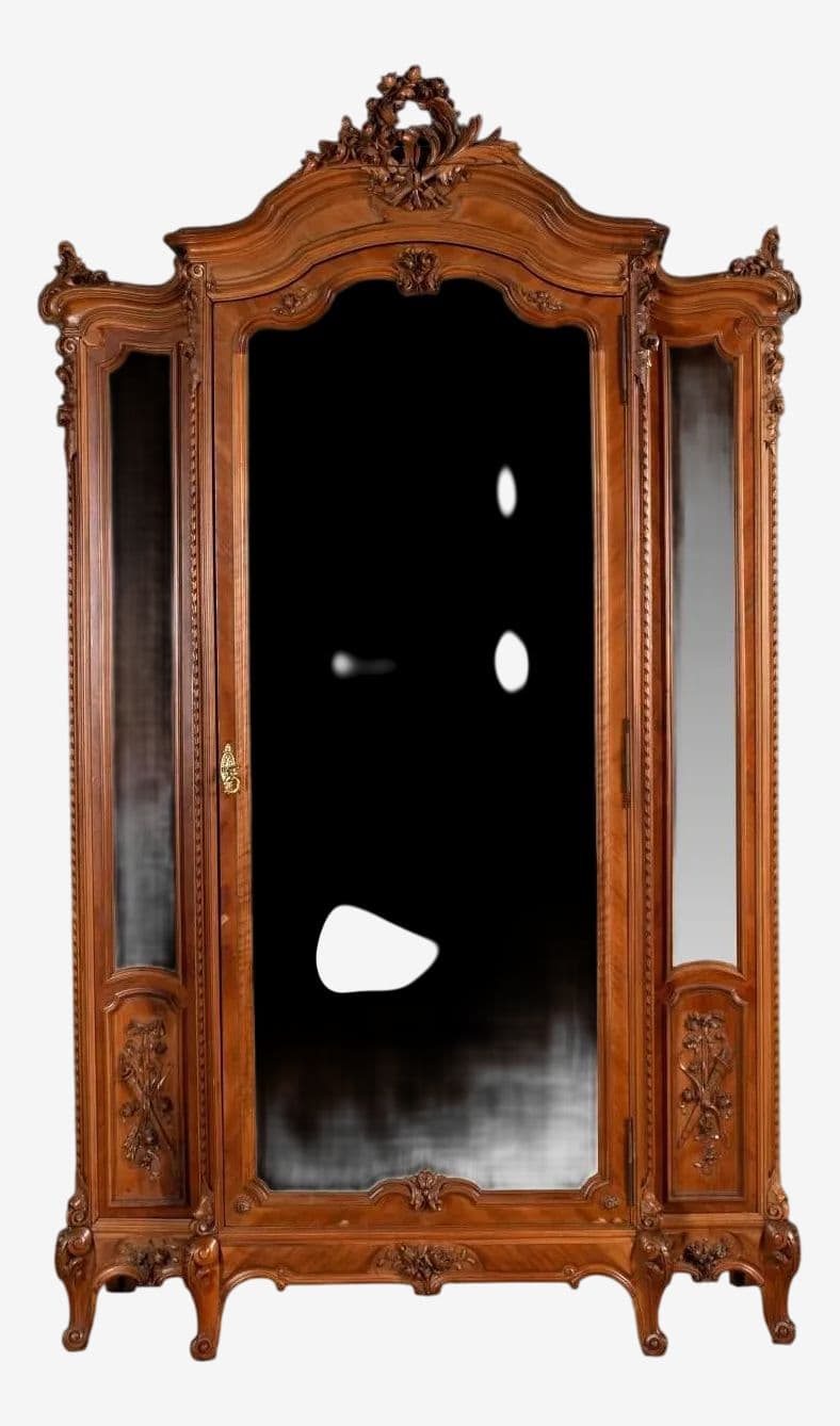 Monumental 19th Century French Fruitwood Louis XV Mirrored Armoire - 105" Tall X 60" Wide - Image 1