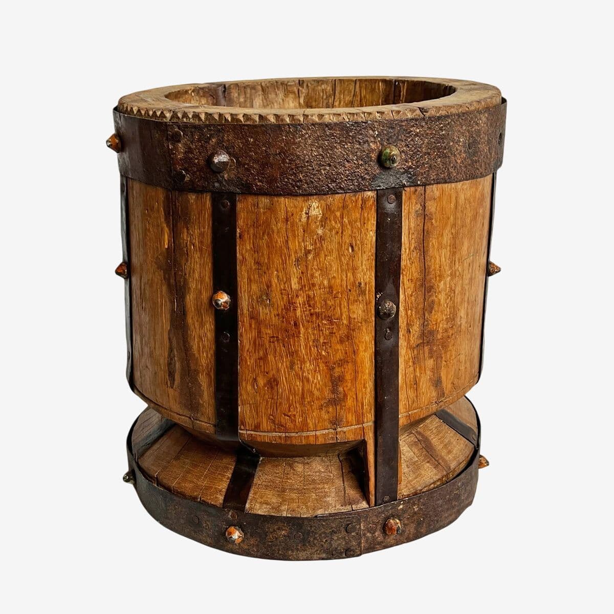 Old India Wood Pestle Pot