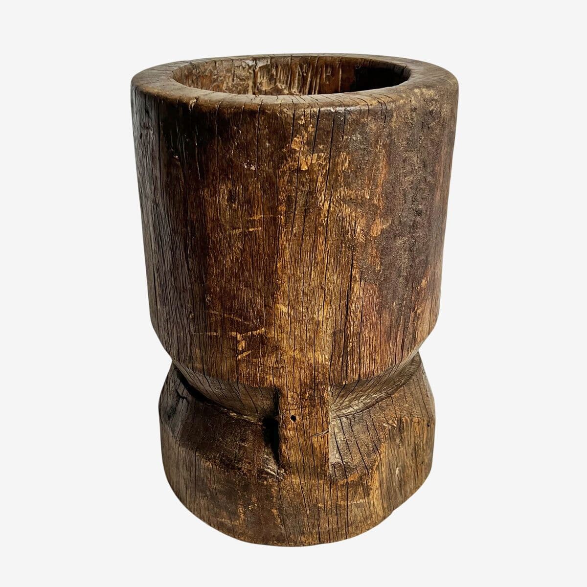 Old India Wood Pestle Pot