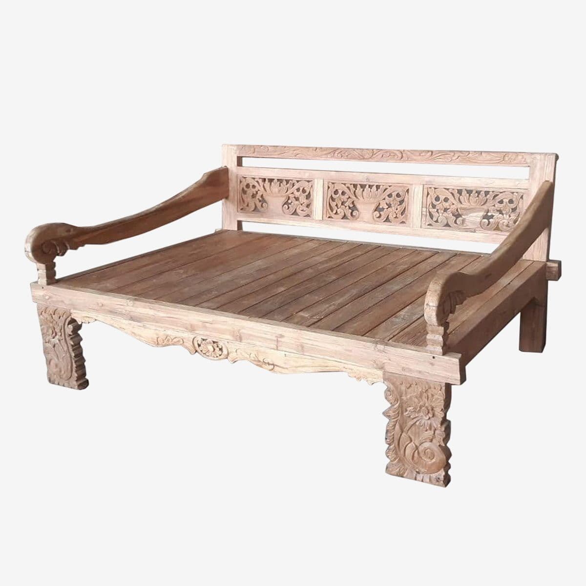 Carved Teak Full Daybed - Image 1