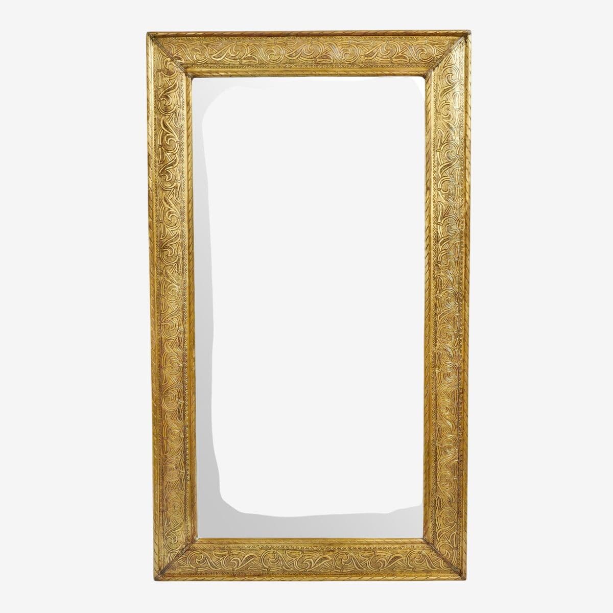 Moroccan Brass Work Leaf Scroll Mirror - Image 1