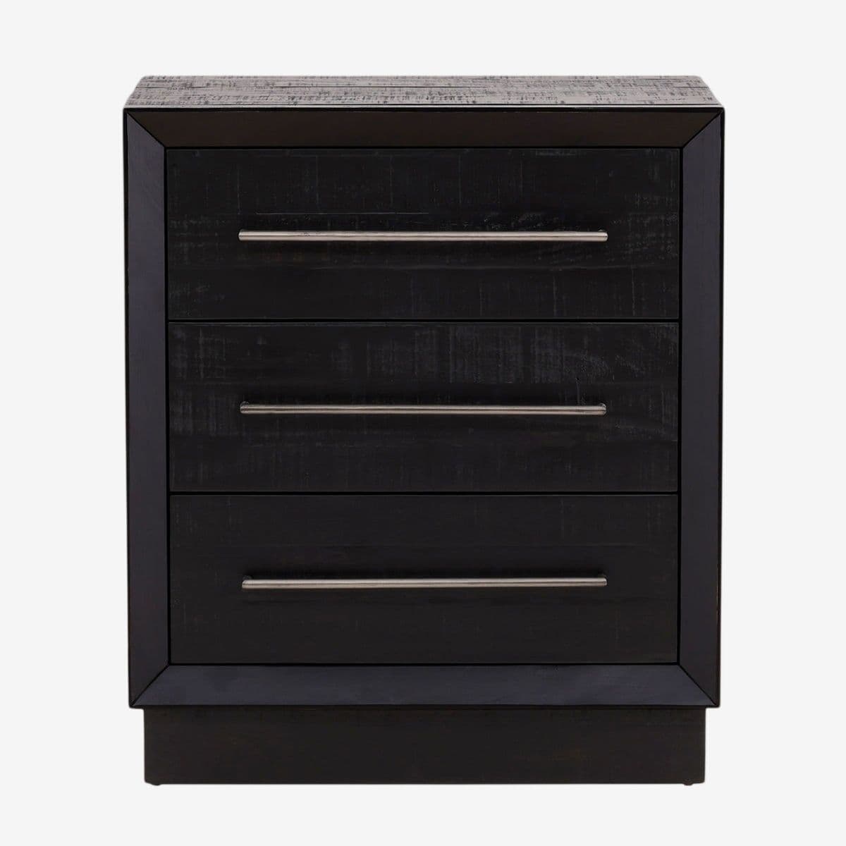 Black & Nickel Three-Drawer Nightstand - Image 1