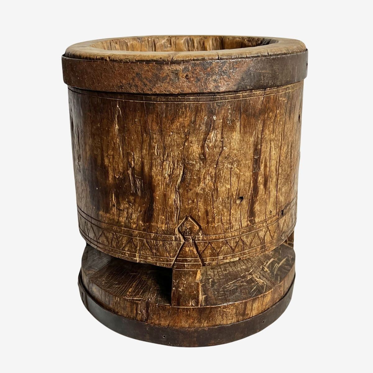 Old India Wood Pestle Pot - Image 1