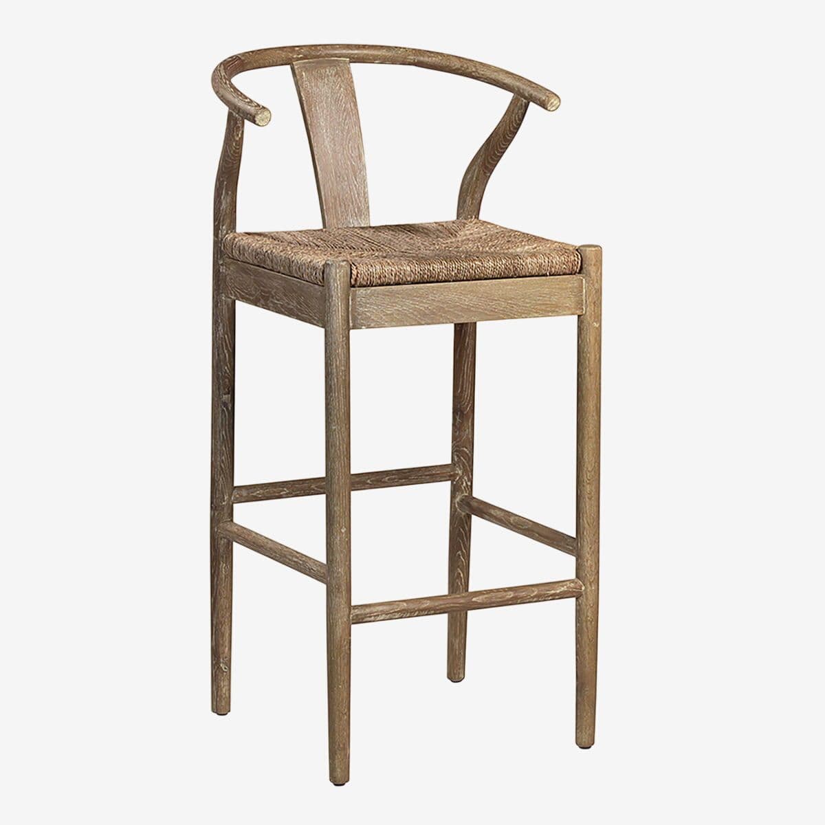 Hudson Oak & Seagrass Bar Stool - Image 1