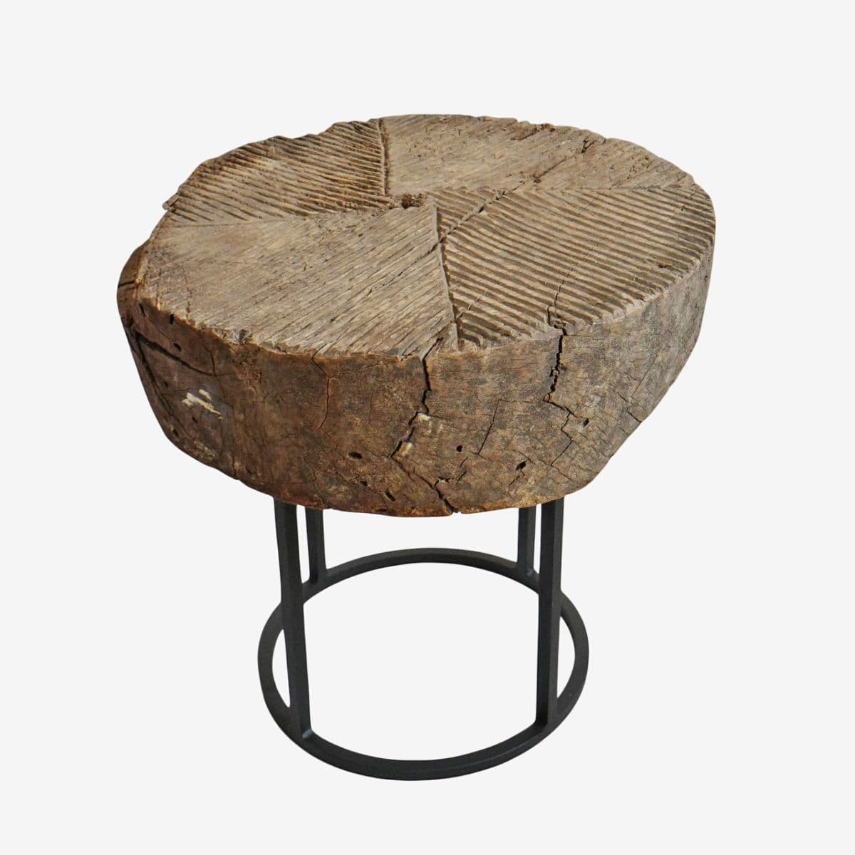 Old Wood Wheel Table on Stand - Image 1