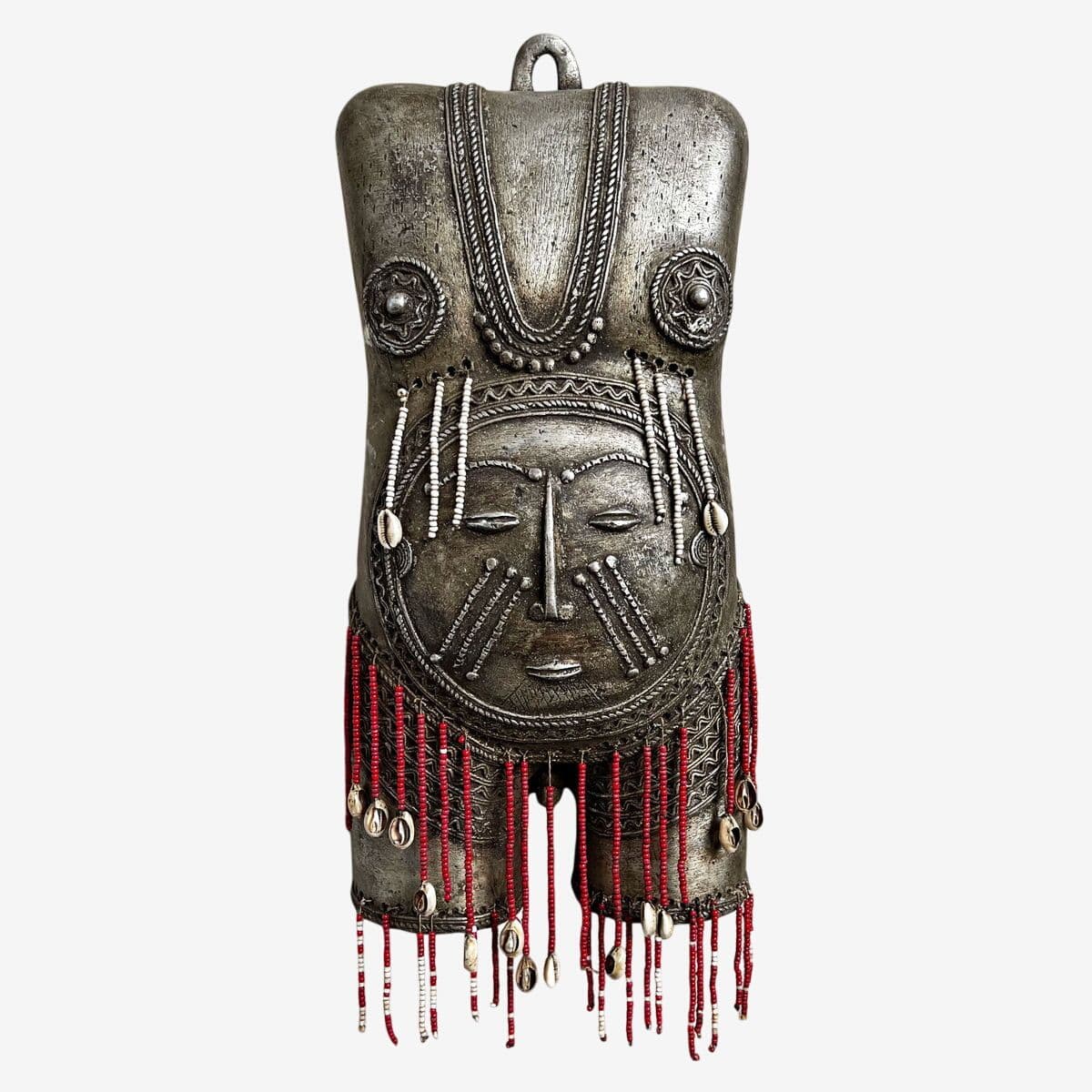 Cast Metal Nigeria Male Body Mask - Image 1