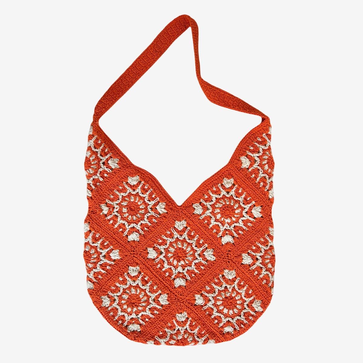 Orange Macrame Shoulder Bag - Image 1