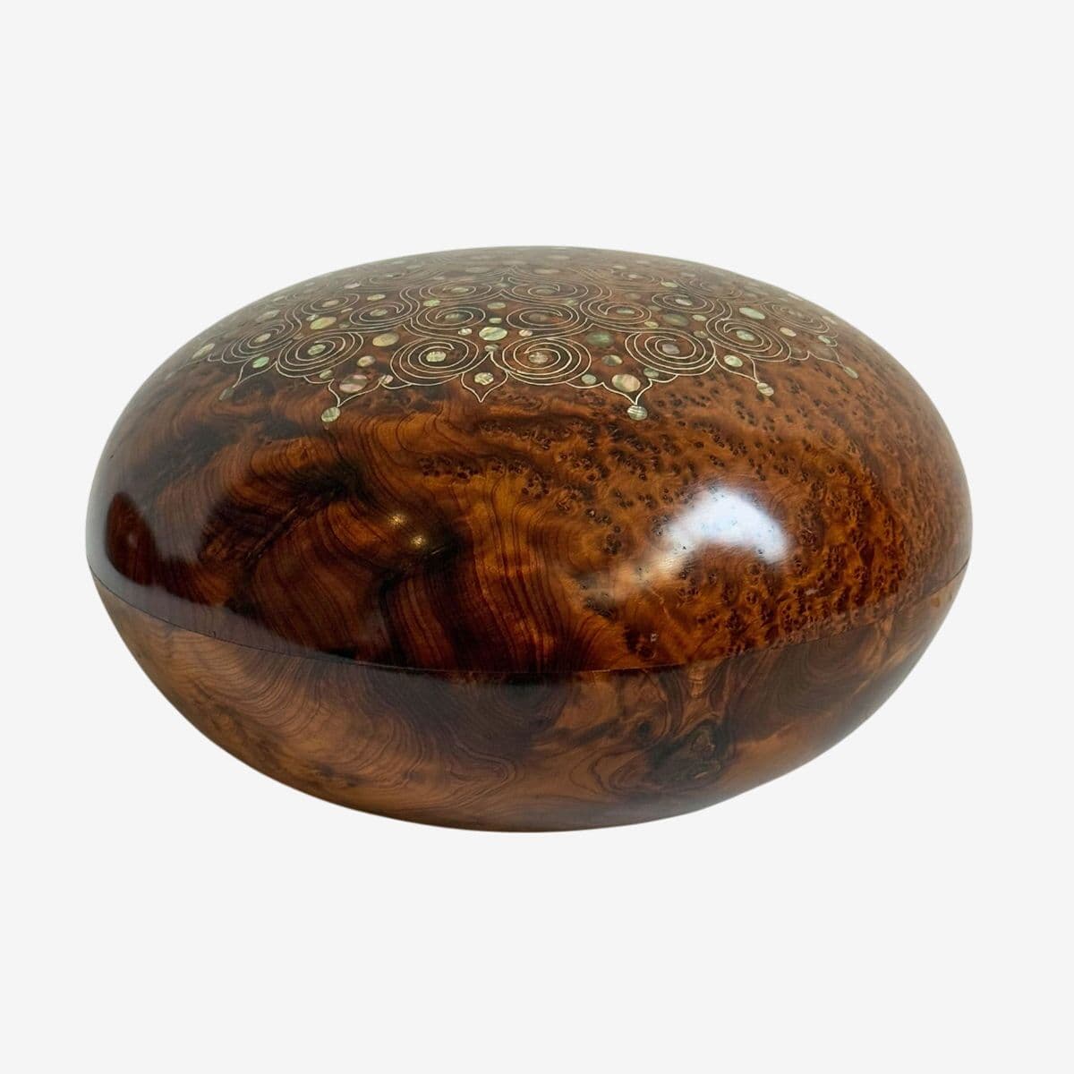 Vintage Inlay Burl Cedar Wood Bowl - Image 1