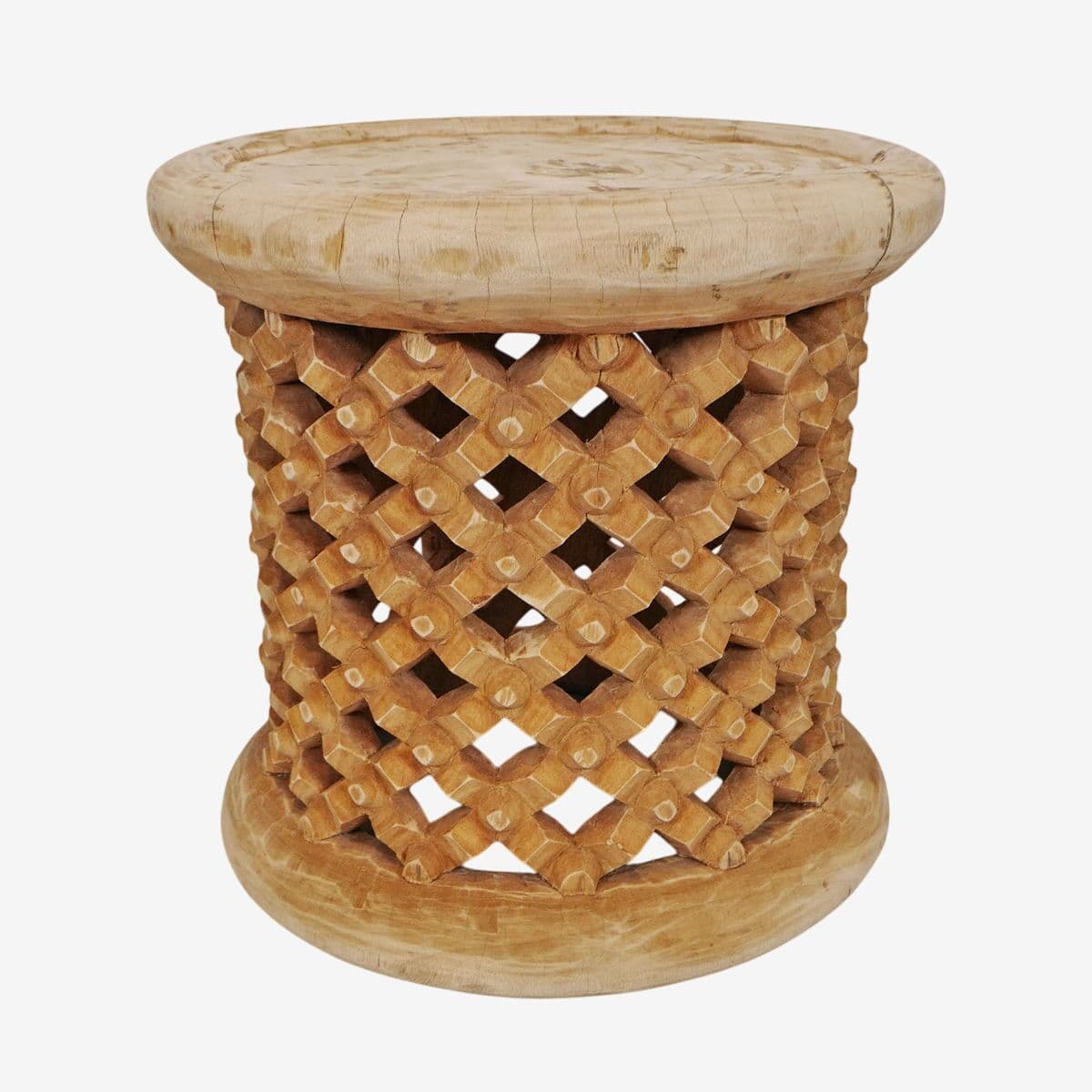 Vintage Raw Bamileke Wood Stool Side Table - Image 1