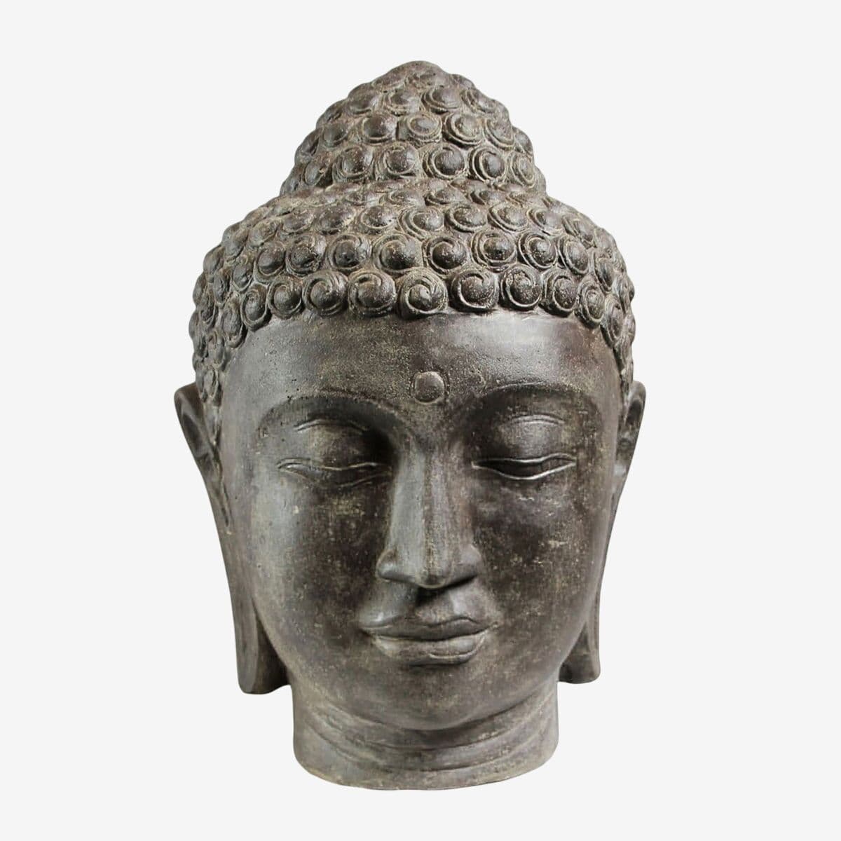 Cast Faux Stone Buddha Head - Image 1