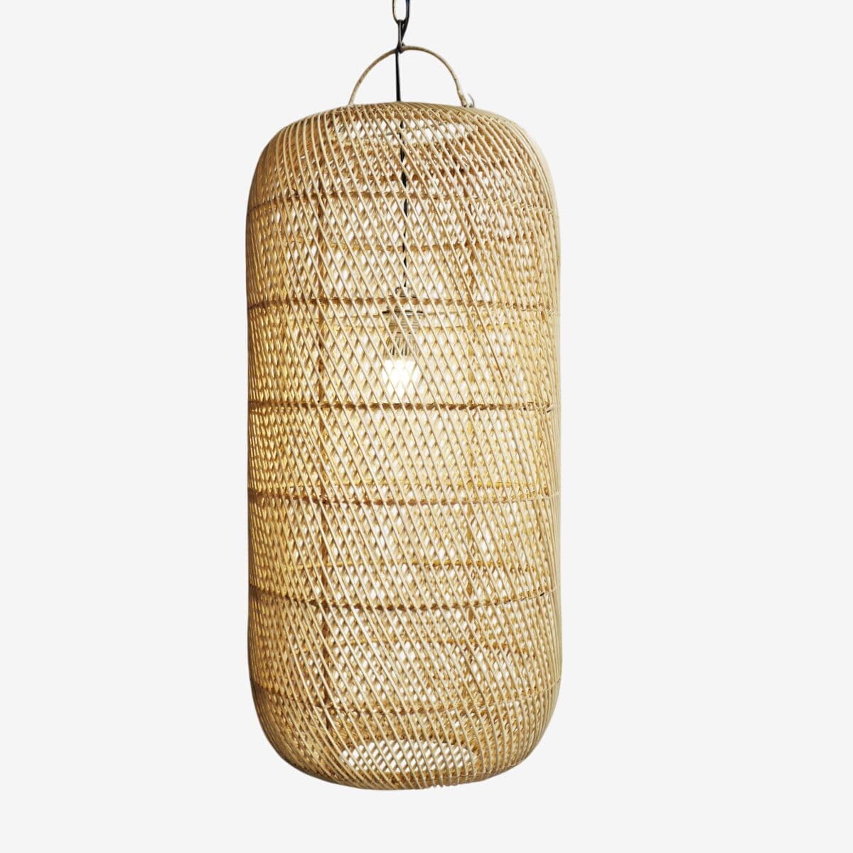 Raw Wicker Cylinder Lantern Medium - Image 1