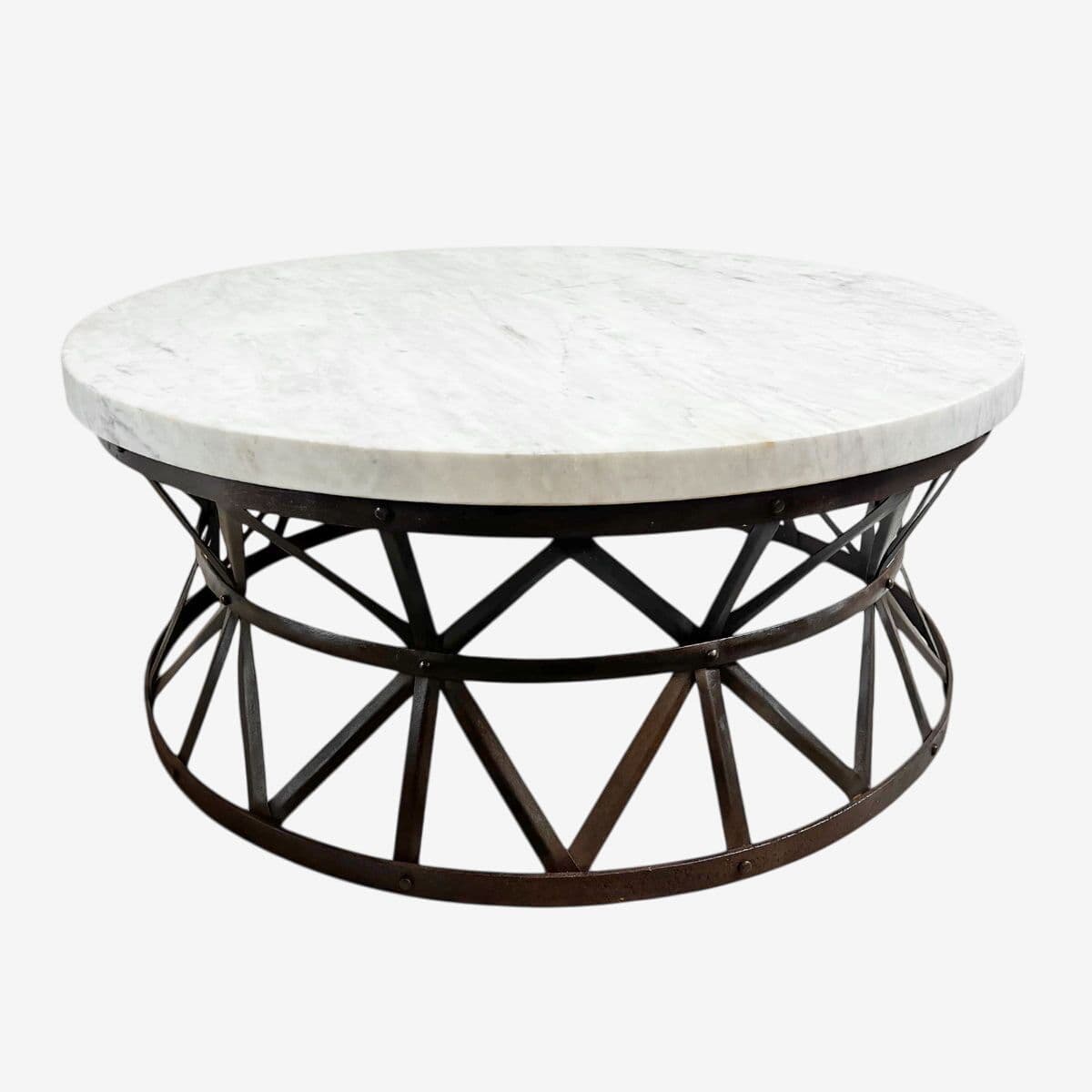 White Marble X Iron Base Coffee Table - Image 1