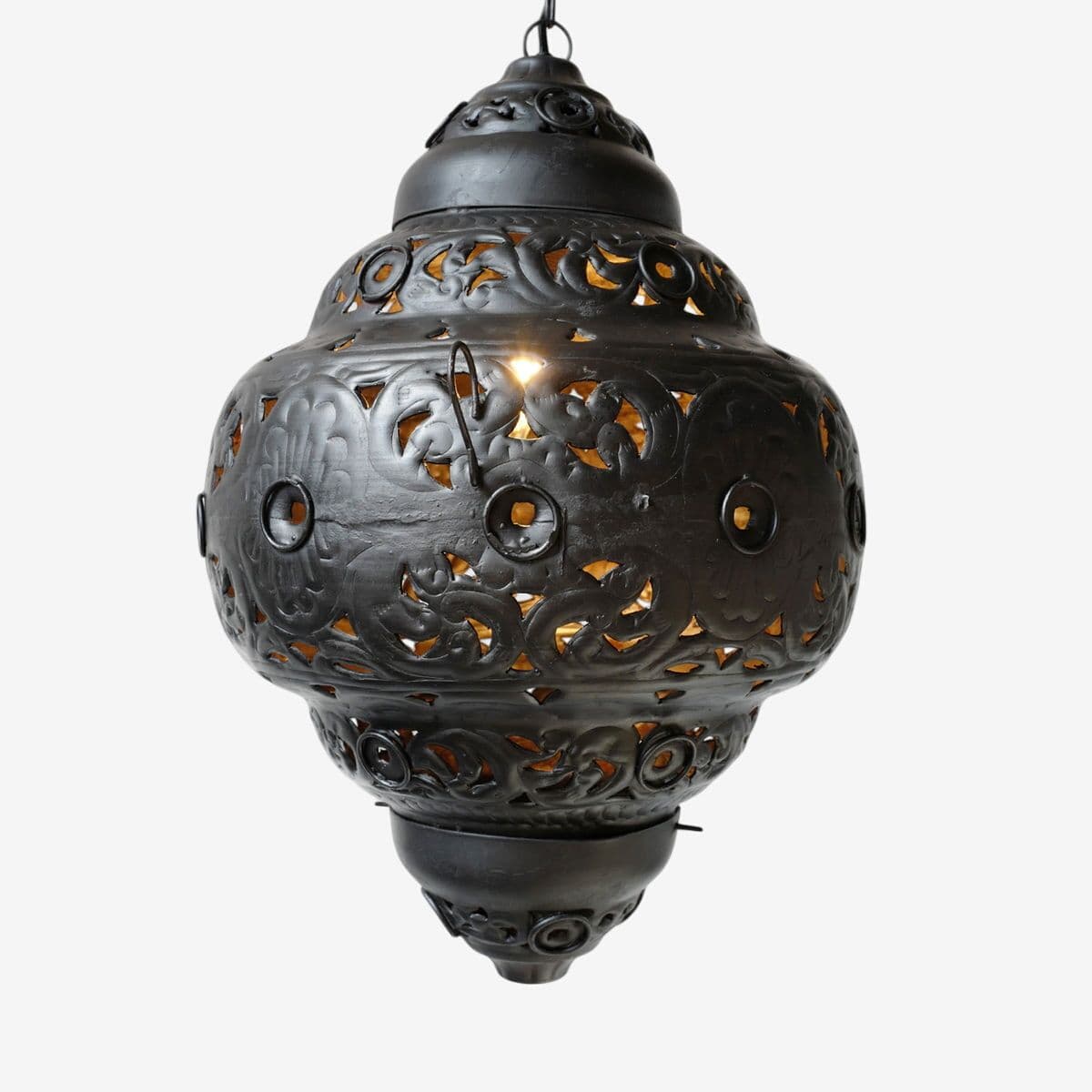 Black Metal Work Lantern Pendant Large - Image 1