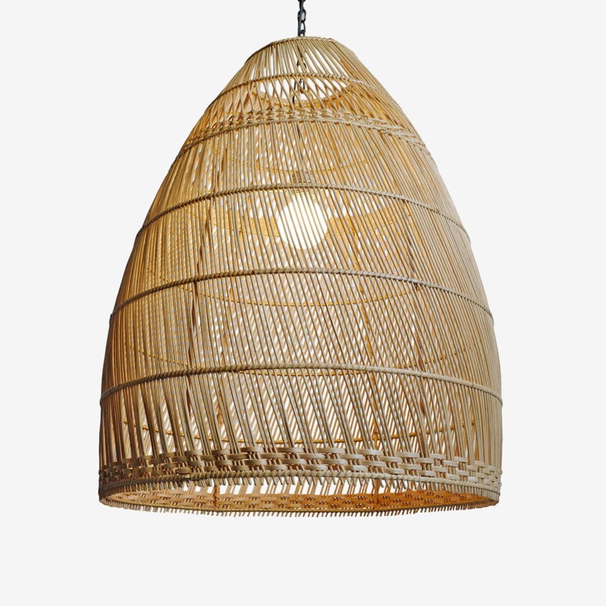 Natural Wicker Basket Bell Lantern Large - Image 1